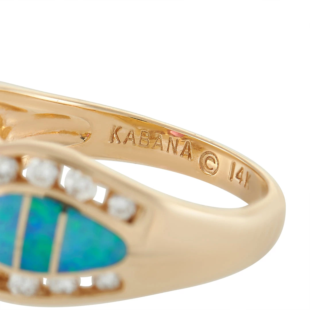 women Kabana 14K Yellow Gold 0.42 ct Diamond, Tourmaline and Inlaid Opal Ring 6 women Kabana 14K Yellow Gold 0.42 ct Diamond, Tourmaline and Inlaid Opal Ring - Image 4