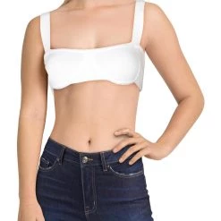 Danielle Bernstein Womens Straight Neck Ribbed Bralette