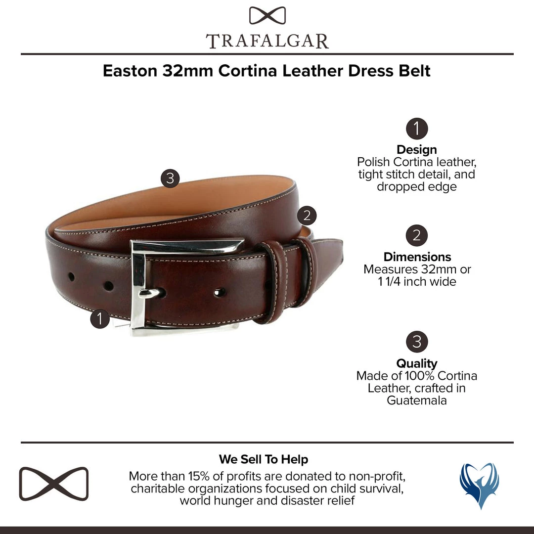 Trafalgar men Easton 32mm Cortina Leather Dress Belt 5 Trafalgar men Easton 32mm Cortina Leather Dress Belt - Image 3