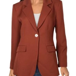 Danielle Bernstein Womens Flap Pockets Work Wear One-Button Blazer