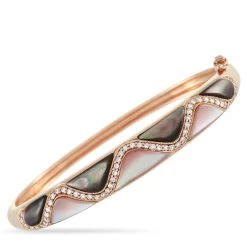 women Kabana 14K Rose Gold 0.42 ct Diamond and Mother of Pearl Bangle Bracelet