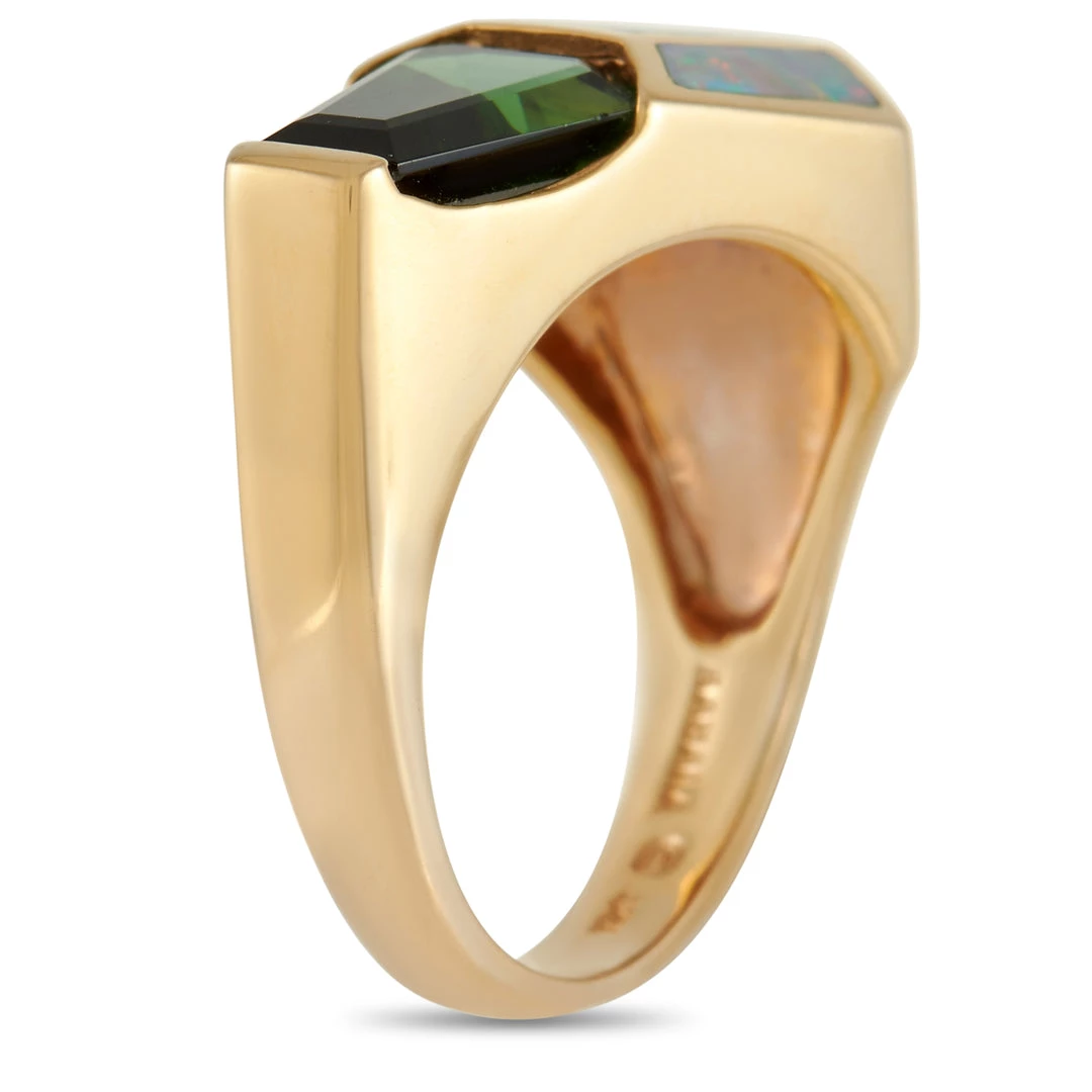 women Kabana 14K Yellow Gold 1.60 ct Tourmaline and Inlaid Opal Ring 4 women Kabana 14K Yellow Gold 1.60 ct Tourmaline and Inlaid Opal Ring - Image 2