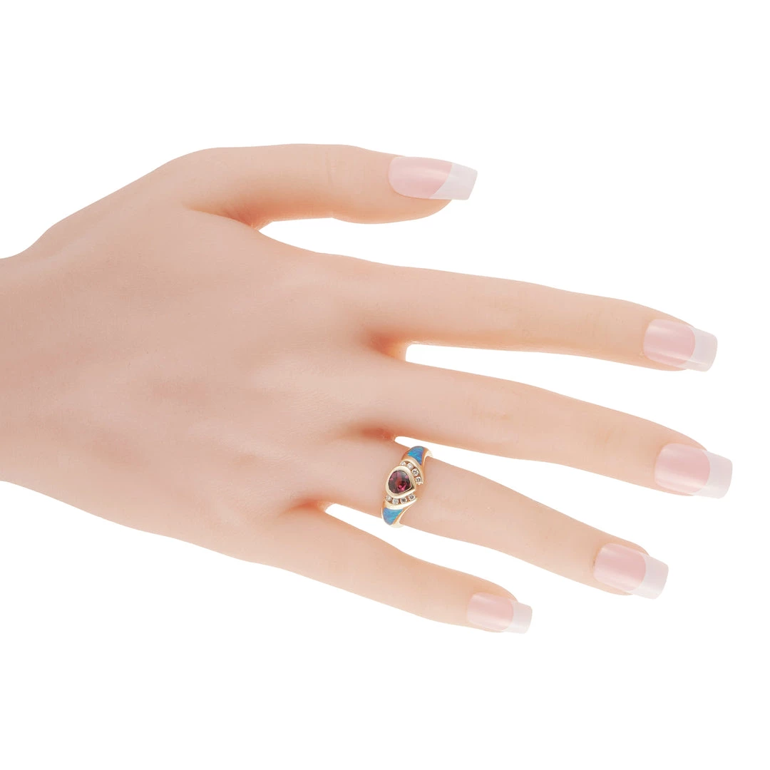 women Kabana 14K Yellow Gold 0.12 ct Diamond, Tourmaline, and Inlaid Opal Ring 5 women Kabana 14K Yellow Gold 0.12 ct Diamond, Tourmaline, and Inlaid Opal Ring - Image 3