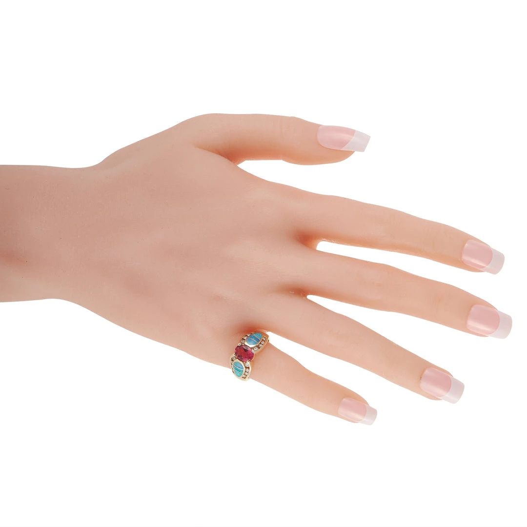 women Kabana 14K Yellow Gold 0.42 ct Diamond, Tourmaline and Inlaid Opal Ring 5 women Kabana 14K Yellow Gold 0.42 ct Diamond, Tourmaline and Inlaid Opal Ring - Image 3