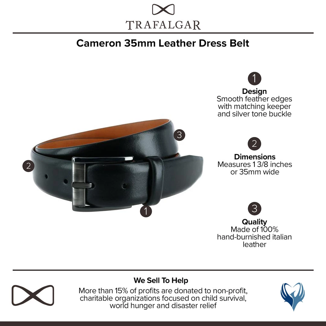 Trafalgar men Cameron 35mm Burnished Leather Dress Belt 5 Trafalgar men Cameron 35mm Burnished Leather Dress Belt - Image 3