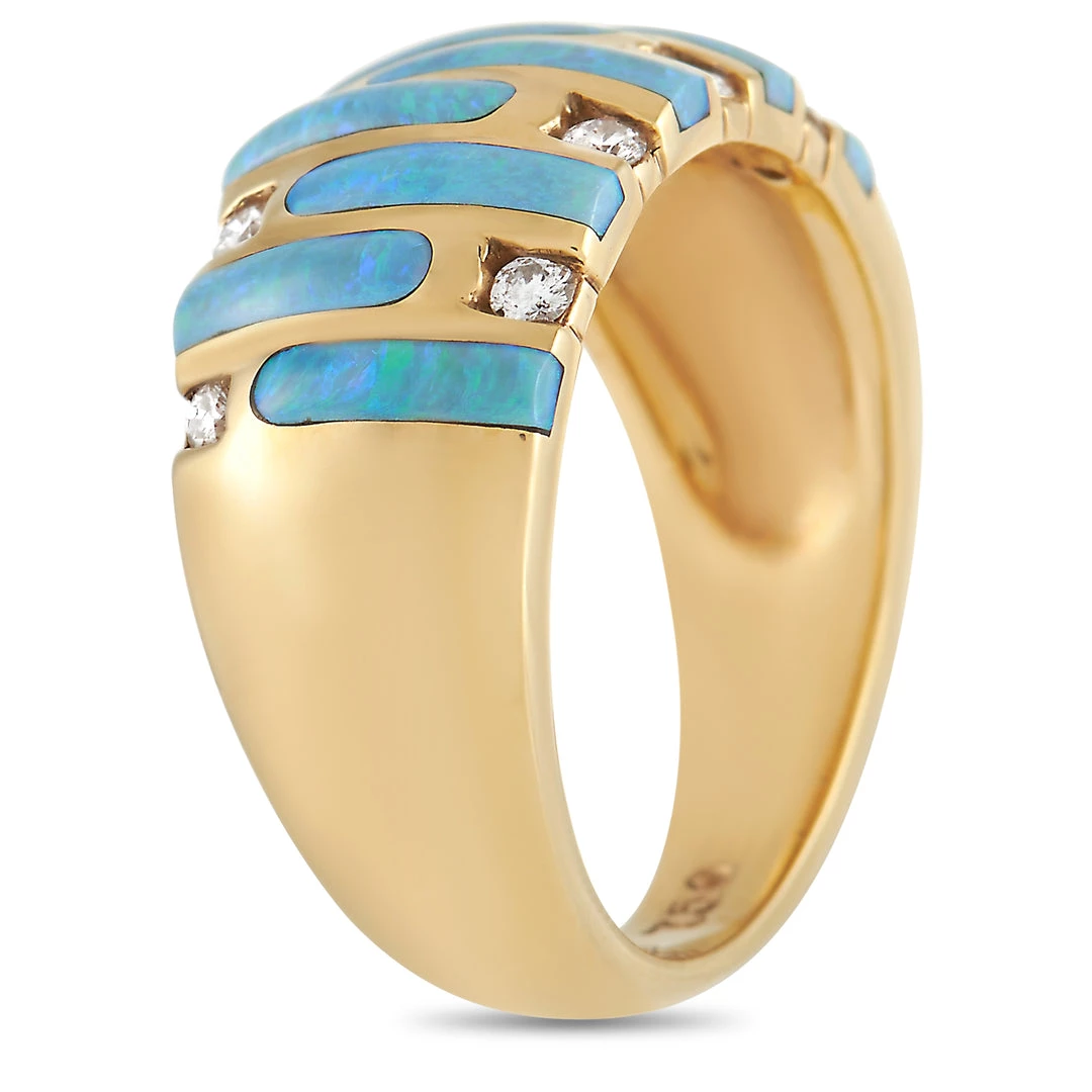 women Kabana 18K Yellow Gold 0.18 ct Diamond and Inlaid Opal Ring 4 women Kabana 18K Yellow Gold 0.18 ct Diamond and Inlaid Opal Ring - Image 2