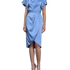 Theia women Charmeuse Cocktail Dress in Delphinium