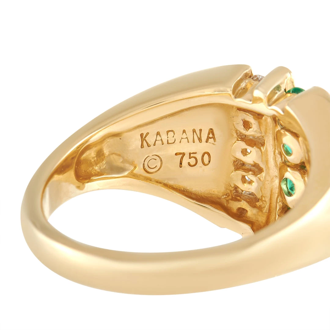 women Kabana 14K Yellow Gold 0.12 ct Diamond, Emerald, and Inlaid Opal Ring 6 women Kabana 14K Yellow Gold 0.12 ct Diamond, Emerald, and Inlaid Opal Ring - Image 4