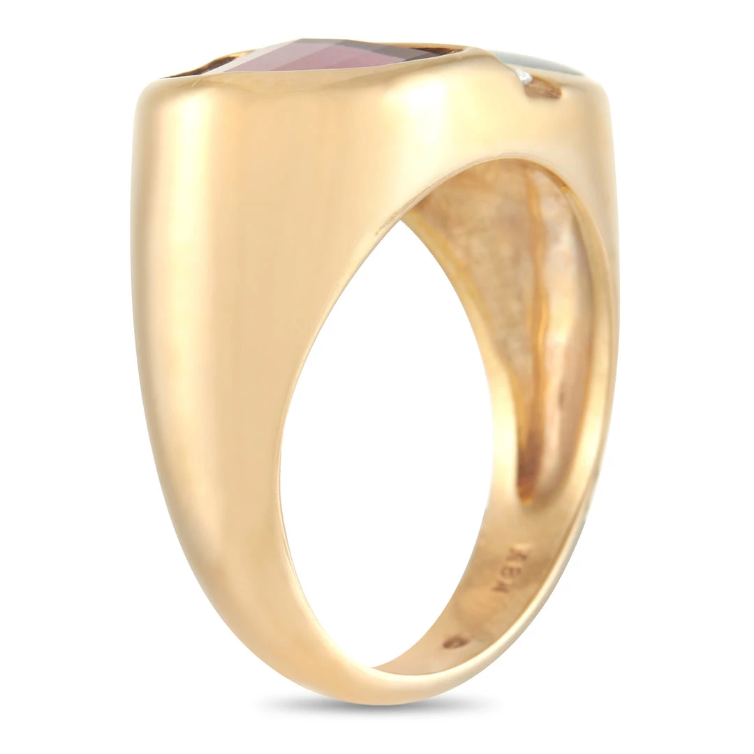 women Kabana 14K Yellow Gold 0.12 ct Diamond, Rubelite, and Inlaid Opal Ring 4 women Kabana 14K Yellow Gold 0.12 ct Diamond, Rubelite, and Inlaid Opal Ring - Image 2