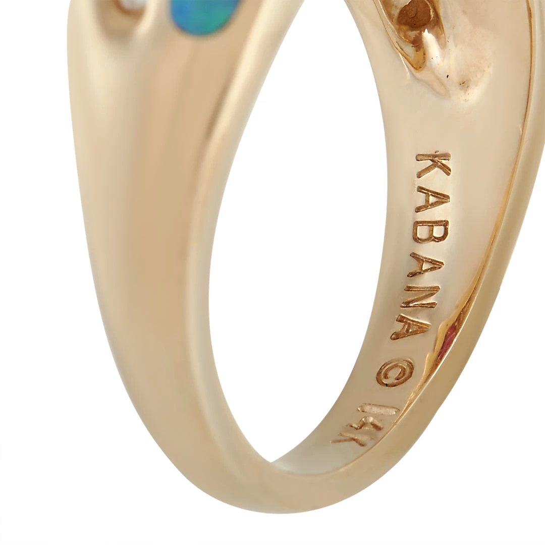 women Kabana 14K Yellow Gold 0.20 ct Diamond, Tourmaline and Inlaid Opal Ring 6 women Kabana 14K Yellow Gold 0.20 ct Diamond, Tourmaline and Inlaid Opal Ring - Image 4