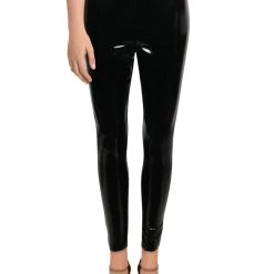 Danielle Bernstein Womens Faux Leather Solid Leggings