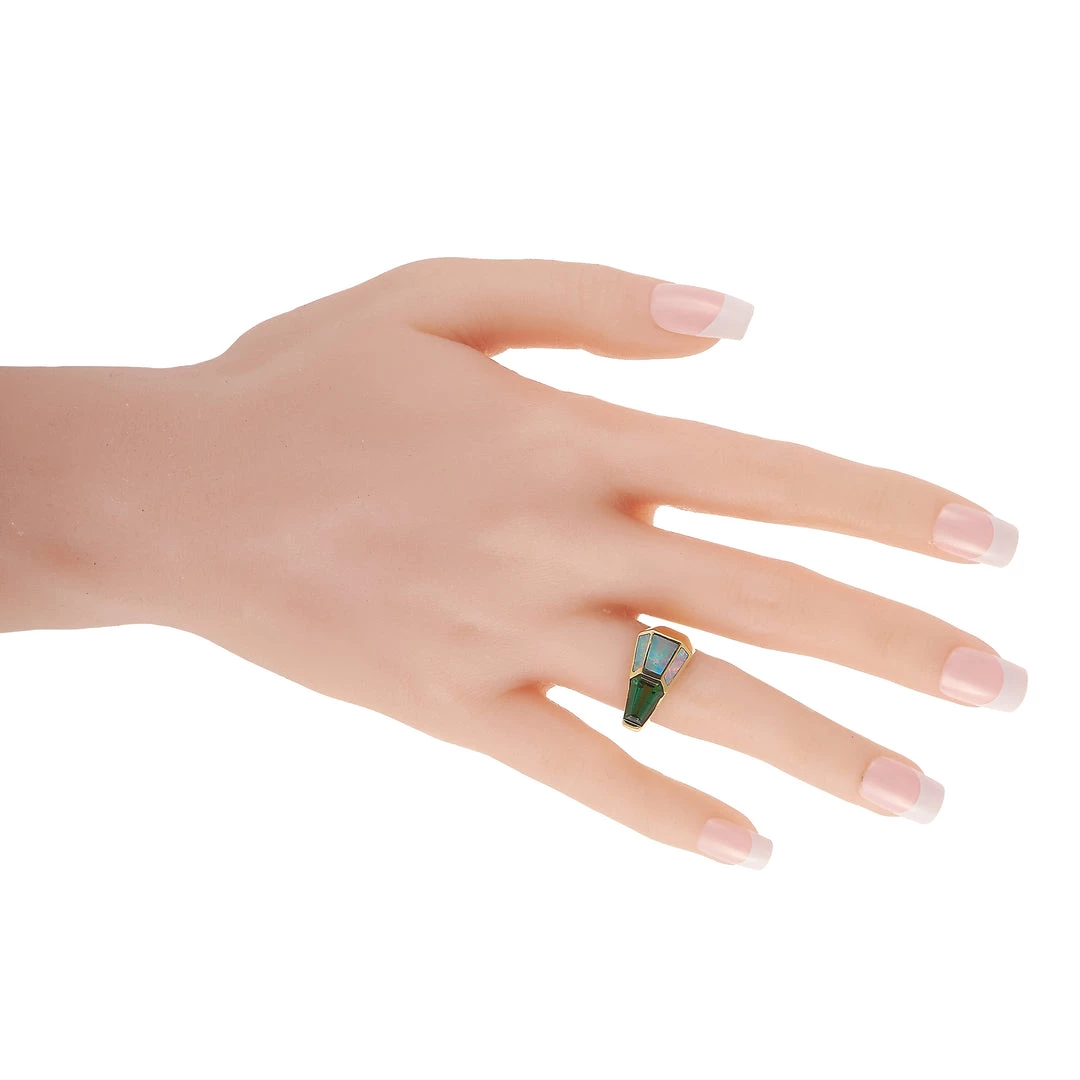 women Kabana 14K Yellow Gold 1.60 ct Tourmaline and Inlaid Opal Ring 5 women Kabana 14K Yellow Gold 1.60 ct Tourmaline and Inlaid Opal Ring - Image 3
