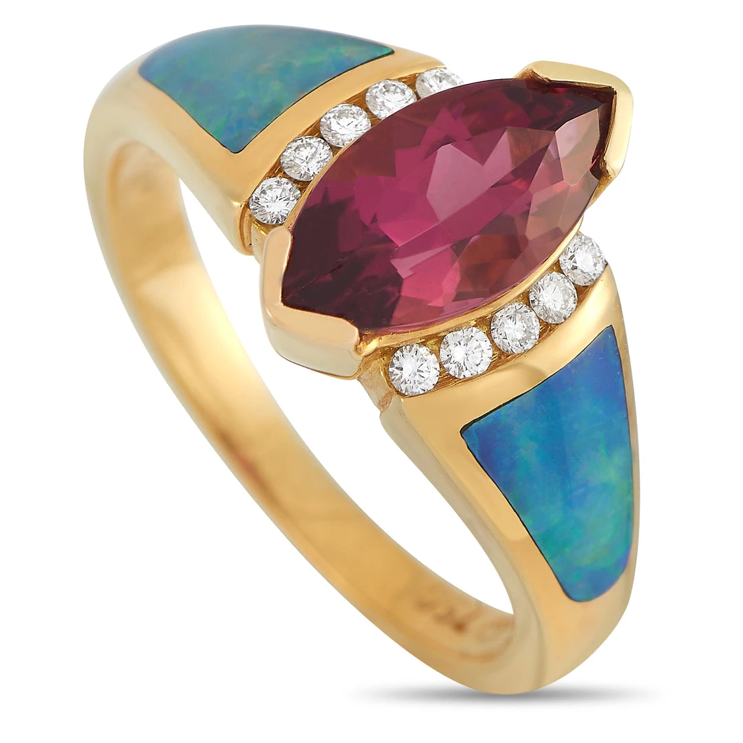 women Kabana 14K Yellow Gold 0.15 ct Diamond, Opal, and Tourmaline Ring 3 women Kabana 14K Yellow Gold 0.15 ct Diamond, Opal, and Tourmaline Ring