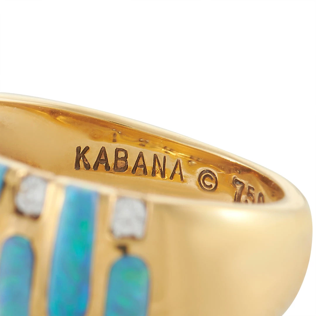 women Kabana 18K Yellow Gold 0.18 ct Diamond and Inlaid Opal Ring 6 women Kabana 18K Yellow Gold 0.18 ct Diamond and Inlaid Opal Ring - Image 4