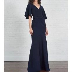 Theia women Stretch Crepe Gown in Navy