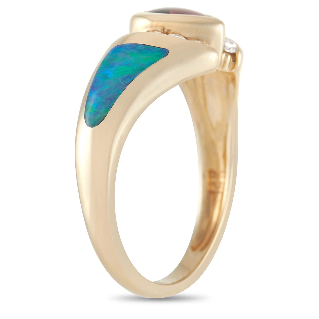 women Kabana 14K Yellow Gold 0.12 ct Diamond, Tourmaline, and Inlaid Opal Ring 4 women Kabana 14K Yellow Gold 0.12 ct Diamond, Tourmaline, and Inlaid Opal Ring - Image 2