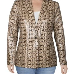 Danielle Bernstein Womens One-Button Snake Print One-Button Blazer