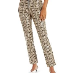 Danielle Bernstein Womens Animal Print Straight Leg Straight Leg Pants