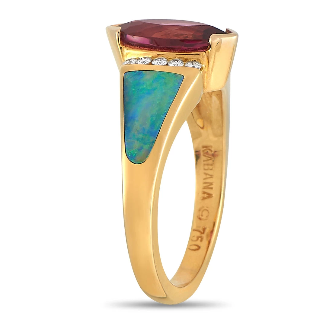 women Kabana 14K Yellow Gold 0.15 ct Diamond, Opal, and Tourmaline Ring 4 women Kabana 14K Yellow Gold 0.15 ct Diamond, Opal, and Tourmaline Ring - Image 2