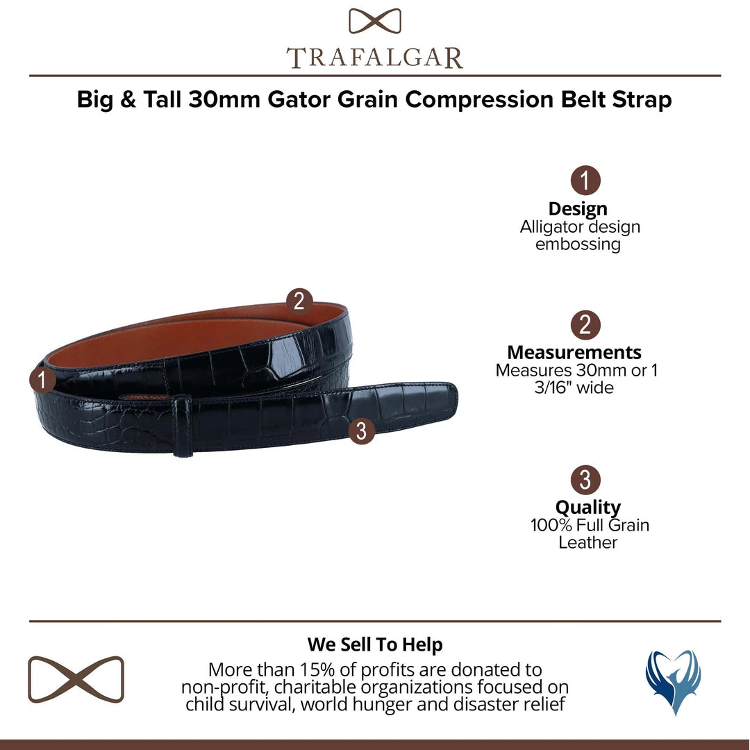 Trafalgar men Big & Tall 30mm Gator Grain Compression Belt Strap 5 Trafalgar men Big & Tall 30mm Gator Grain Compression Belt Strap - Image 3