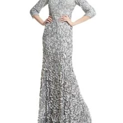 Theia women Petal Bateau Evening Gown In Nickel