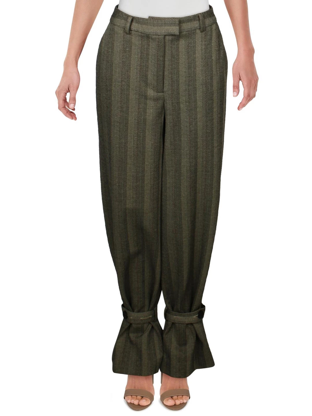 Danielle Bernstein Womens Striped Belt Wide Leg Pants 3 Danielle Bernstein Womens Striped Belt Wide Leg Pants
