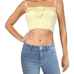 Danielle Bernstein Womens Smocked Crop Crop Top