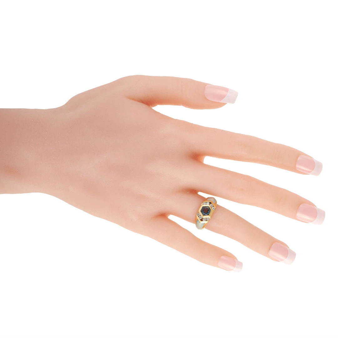 women Kabana 14K Yellow Gold 0.30 ct Diamond, Topaz, and Inlaid Opal Ring 5 women Kabana 14K Yellow Gold 0.30 ct Diamond, Topaz, and Inlaid Opal Ring - Image 3