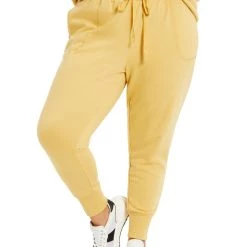 Danielle Bernstein Womens Ribbed Trim Drawstring Jogger Pants