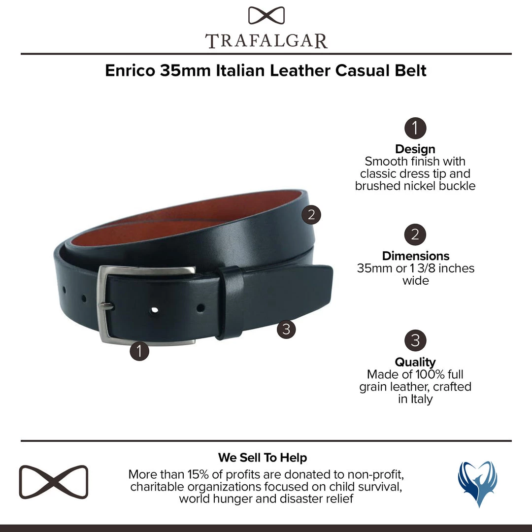 Trafalgar men Enrico 35mm Italian Leather Casual Belt 5 Trafalgar men Enrico 35mm Italian Leather Casual Belt - Image 3