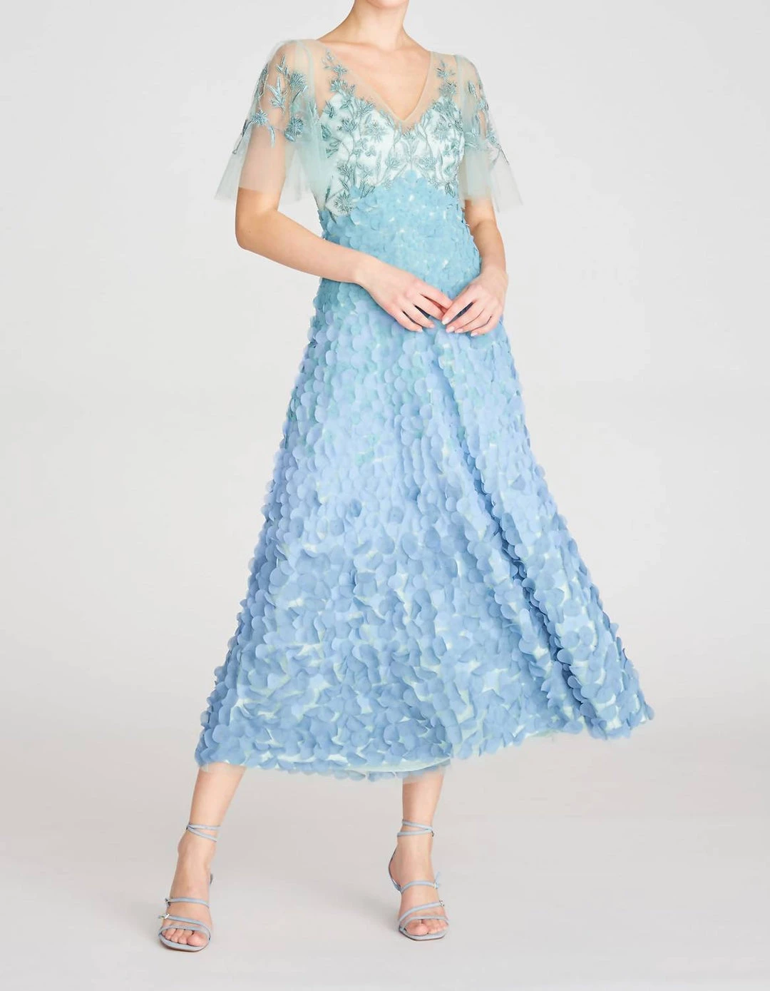 Theia women Odette Ombre Petal Dress in Jade 3 Theia women Odette Ombre Petal Dress in Jade