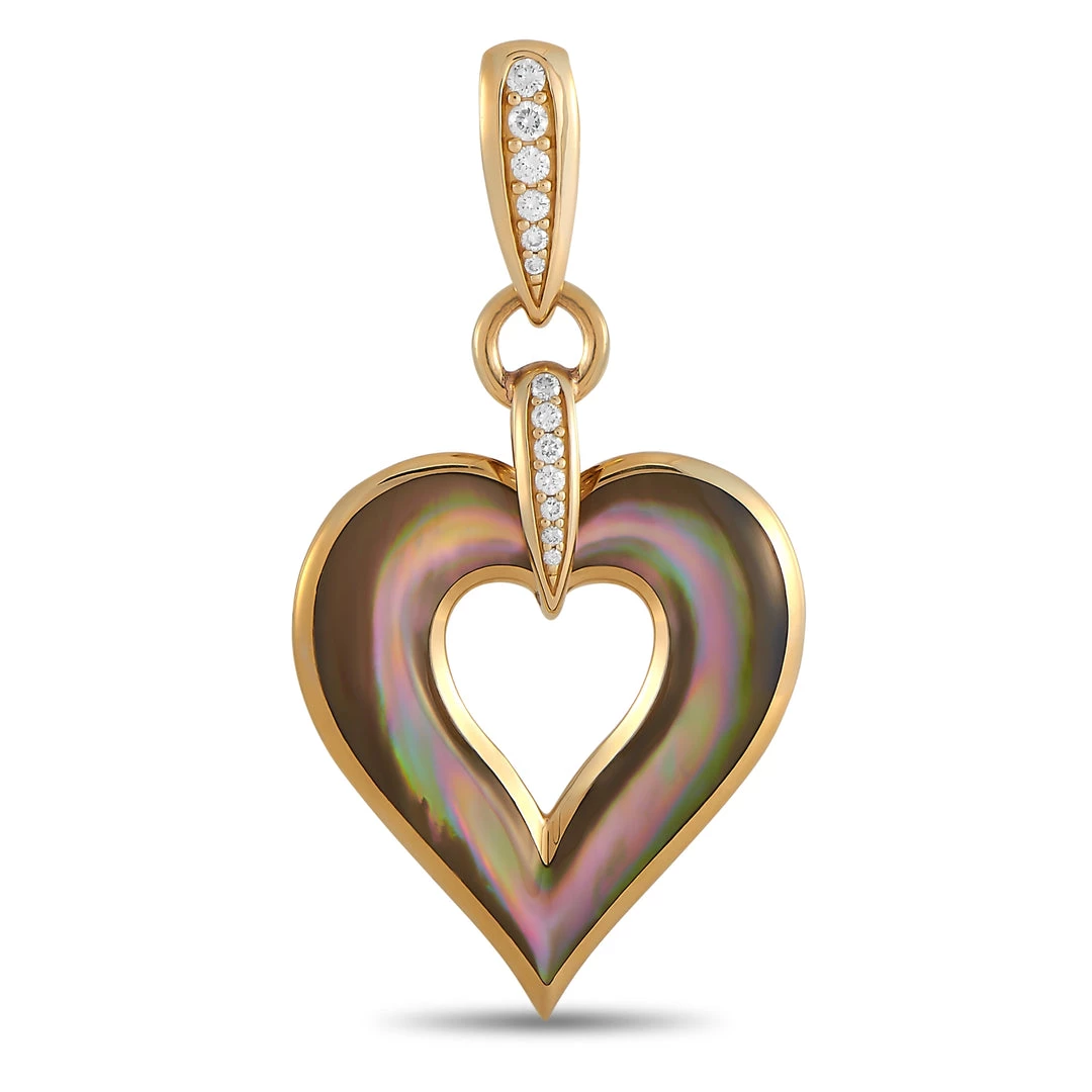 women Kabana 14K Yellow Gold 0.25 ct Diamond and Mother of Pearl Heart Pendant 3 women Kabana 14K Yellow Gold 0.25 ct Diamond and Mother of Pearl Heart Pendant