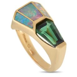 women Kabana 14K Yellow Gold 1.60 ct Tourmaline and Inlaid Opal Ring