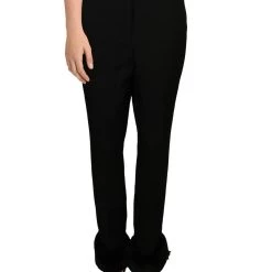 Danielle Bernstein Womens Faux Fur Trim Slim Straight Leg Pants