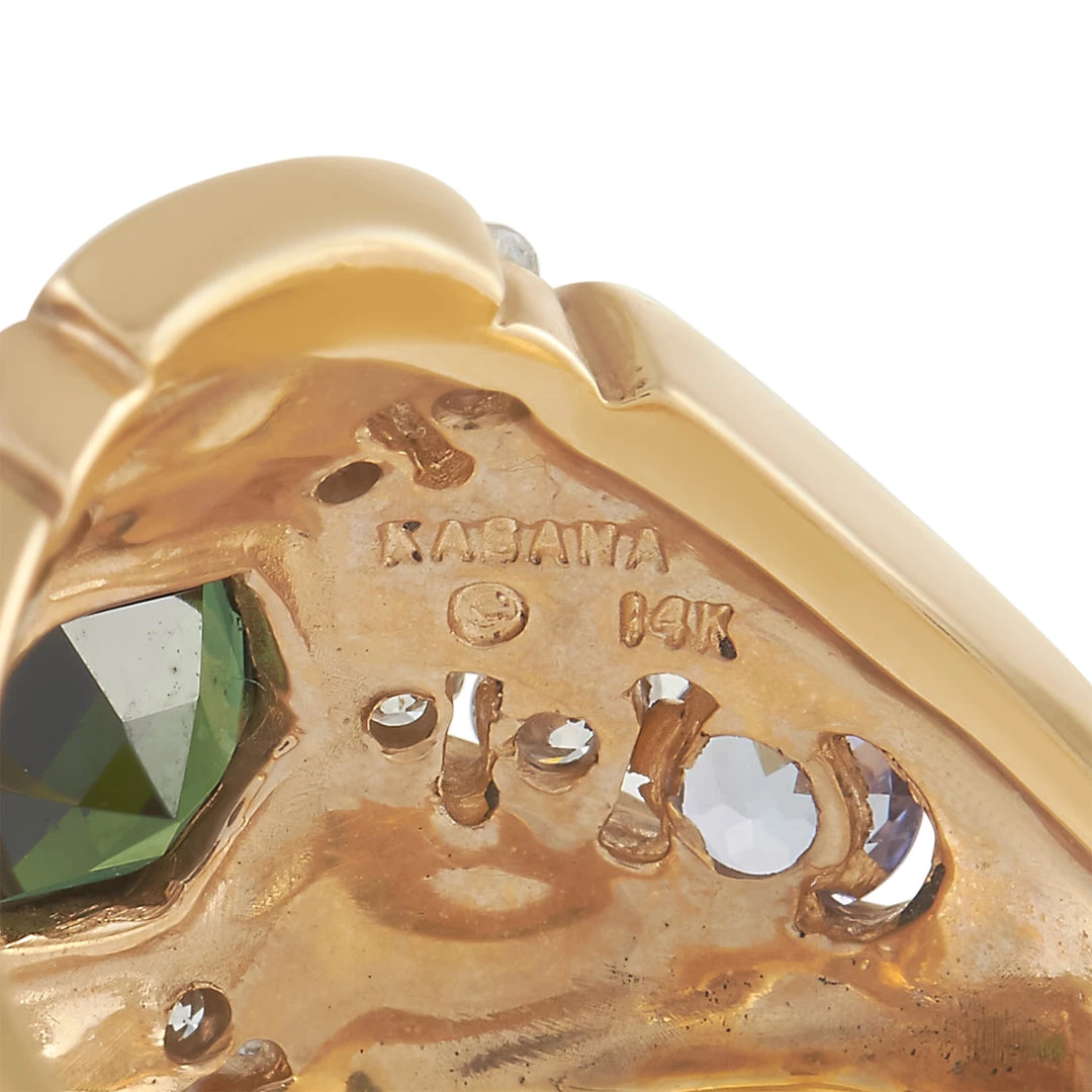 women Kabana 14K Yellow Gold 0.50 ct Diamond, Tourmaline, Tanzanite, and Inlaid Opal Ring 6 women Kabana 14K Yellow Gold 0.50 ct Diamond, Tourmaline, Tanzanite, and Inlaid Opal Ring - Image 4
