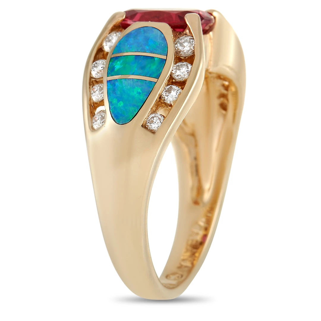 women Kabana 14K Yellow Gold 0.42 ct Diamond, Tourmaline and Inlaid Opal Ring 4 women Kabana 14K Yellow Gold 0.42 ct Diamond, Tourmaline and Inlaid Opal Ring - Image 2