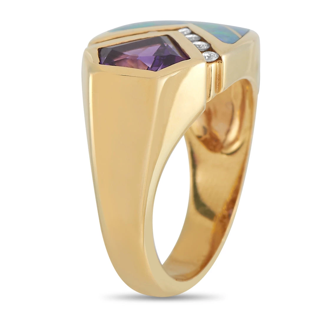 women Kabana 14K Yellow Gold 0.17 ct Diamond, Amethyst, and Opal Ring 4 women Kabana 14K Yellow Gold 0.17 ct Diamond, Amethyst, and Opal Ring - Image 2