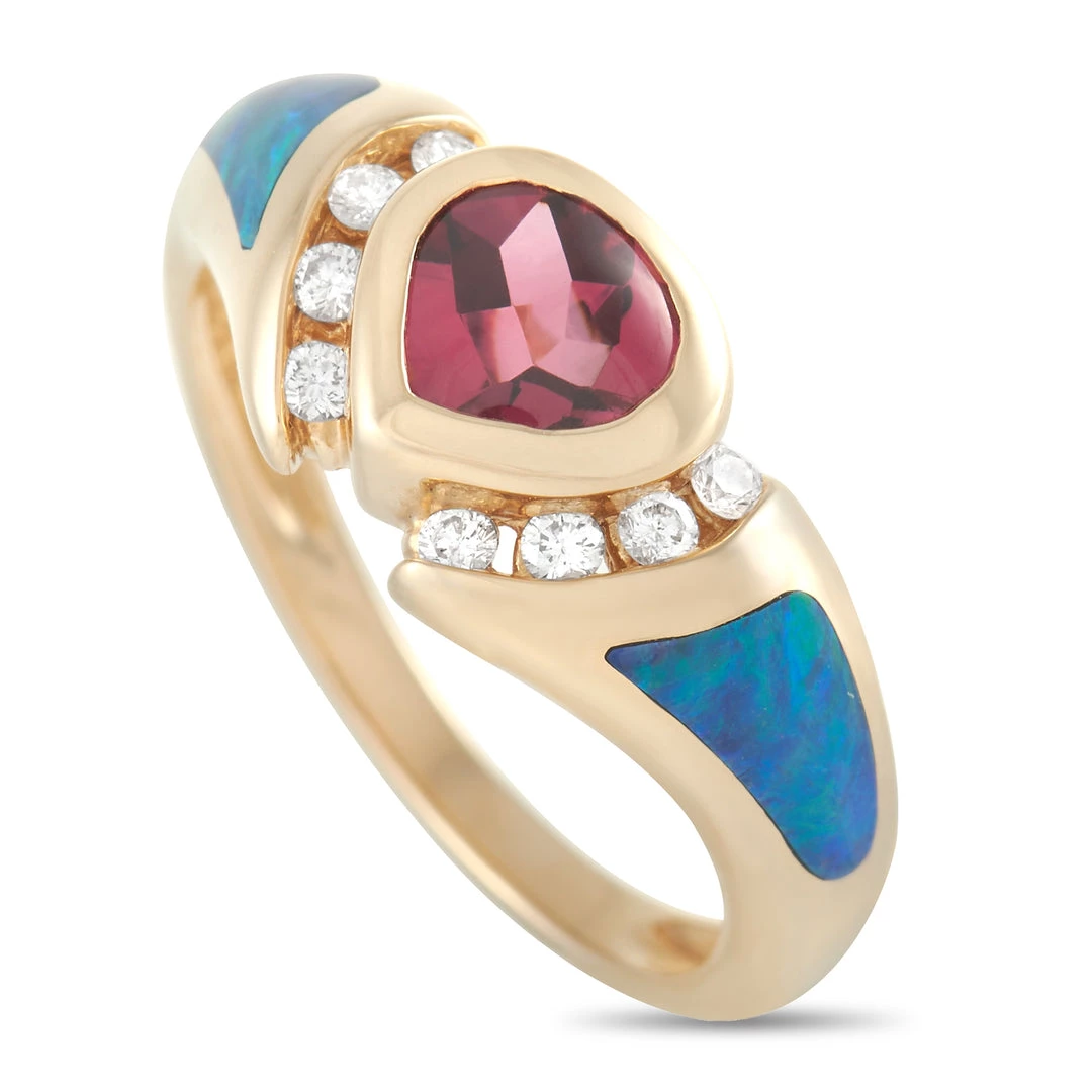 women Kabana 14K Yellow Gold 0.12 ct Diamond, Tourmaline, and Inlaid Opal Ring 3 women Kabana 14K Yellow Gold 0.12 ct Diamond, Tourmaline, and Inlaid Opal Ring