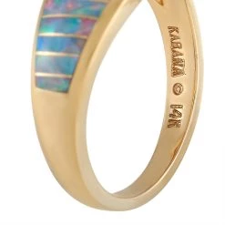 women Kabana 14K Yellow Gold 0.08 ct Diamond, Tanzanite, and Inlaid Opal Ring -Valextra Shop fe11eca1bb2e48d5aee2916f1df6032a 1080x