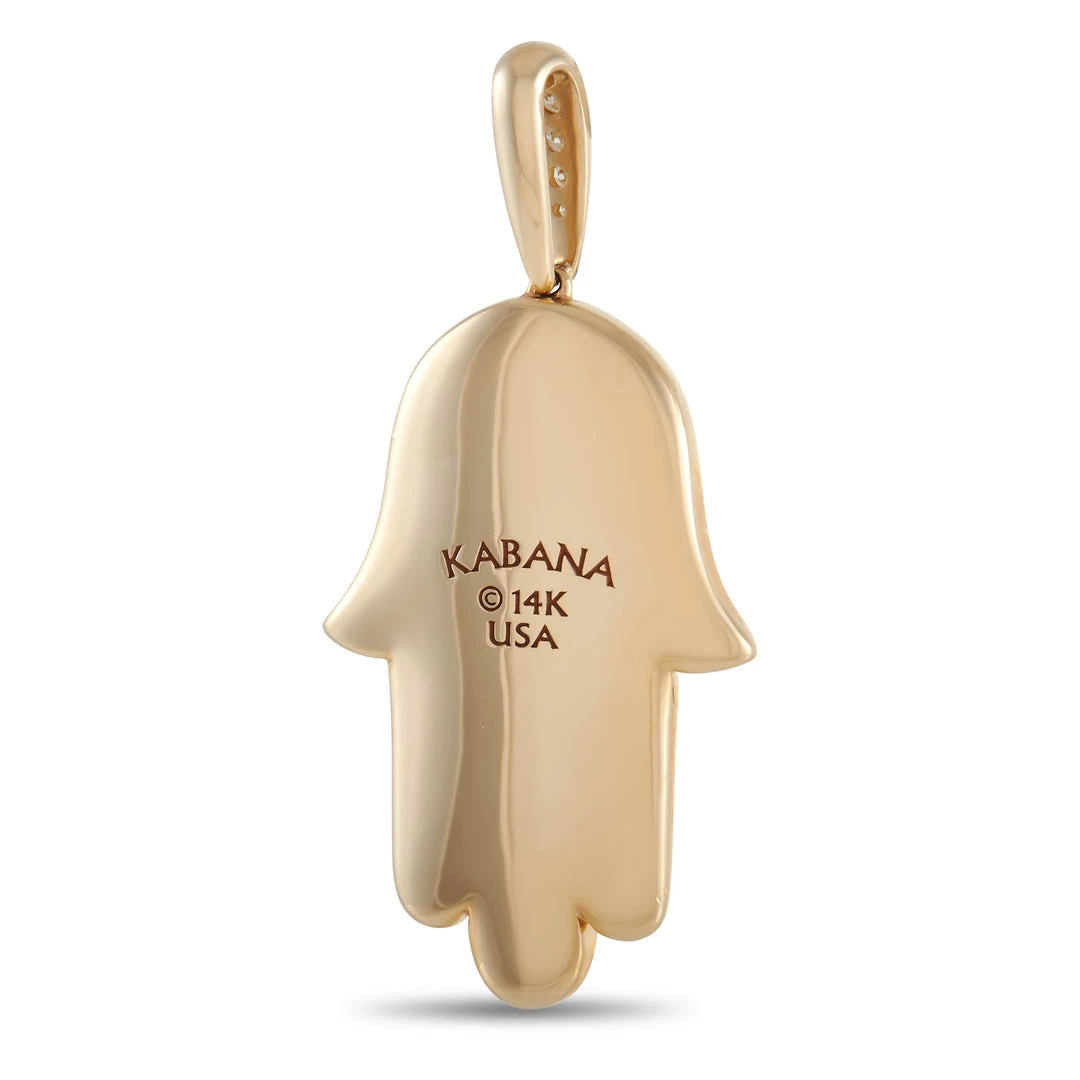 women Kabana 14K Yellow Gold 0.33 ct Diamond, Spiny, and Mother of Pearl Hamsa Pendant 4 women Kabana 14K Yellow Gold 0.33 ct Diamond, Spiny, and Mother of Pearl Hamsa Pendant - Image 2
