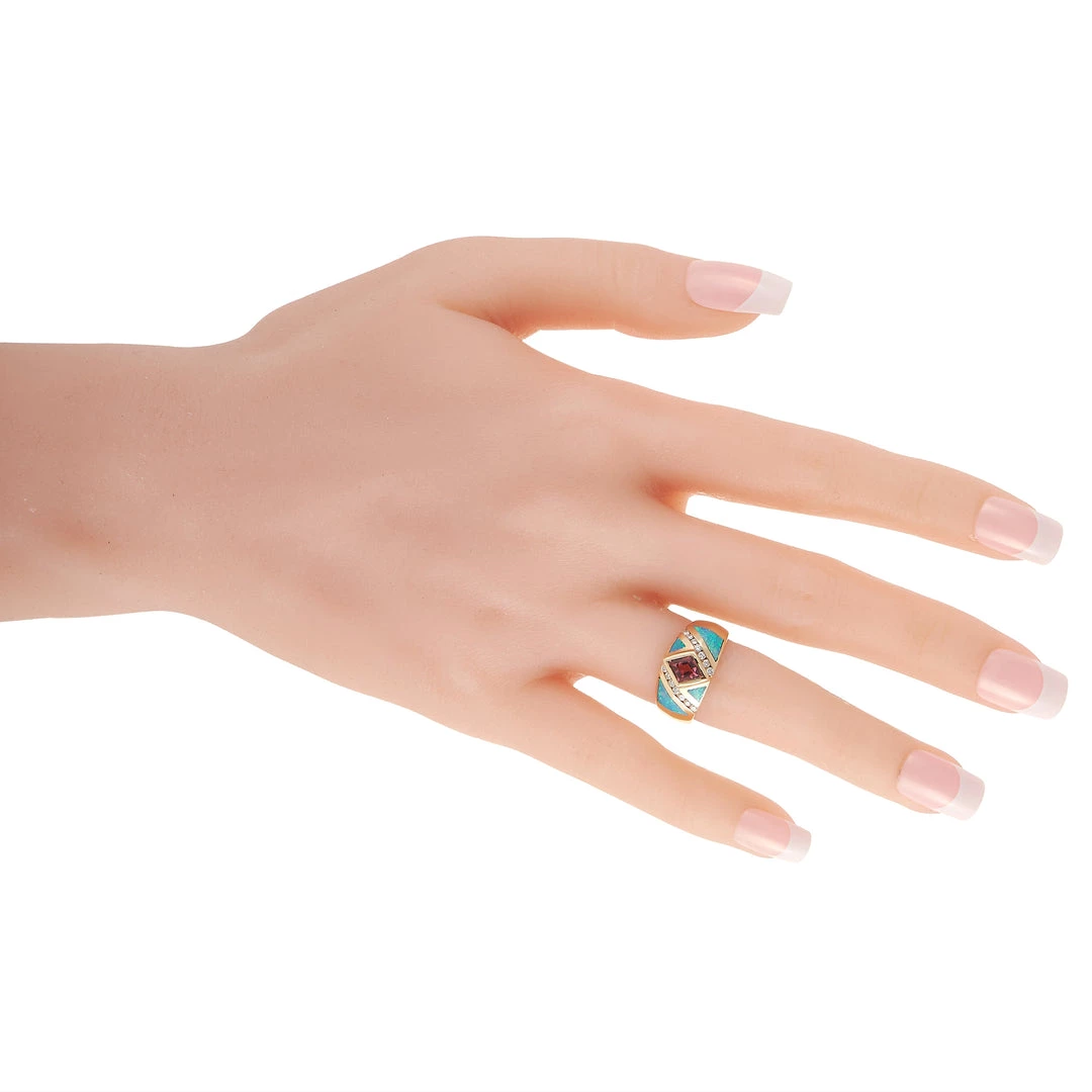 women Kabana 14K Yellow Gold 0.21 ct Diamond, Tourmaline and Inlaid Opal Ring 5 women Kabana 14K Yellow Gold 0.21 ct Diamond, Tourmaline and Inlaid Opal Ring - Image 3