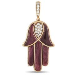 women Kabana 14K Yellow Gold 0.33 ct Diamond and Spiny Hamsa Pendant