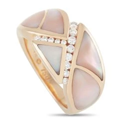 women Kabana 14K Rose Gold 0.23 ct Diamond and Mother of Pearl Ring