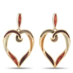 women Kabana 14K Yellow Gold Mother of Pearl and Spiny Heart Earrings