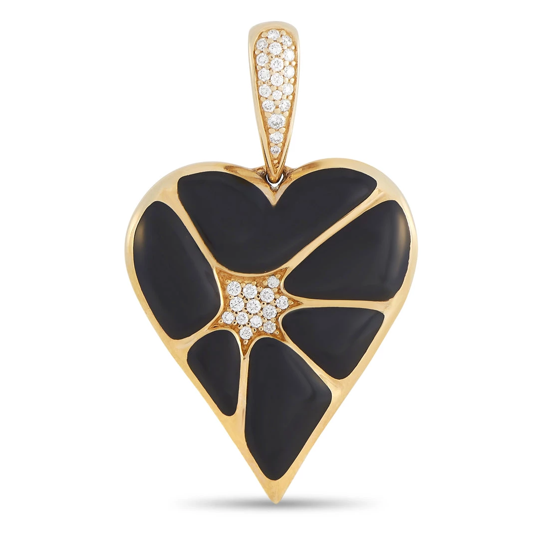 women Kabana 14K Yellow Gold 0.21 ct Diamond and Onyx Heart Pendant 3 women Kabana 14K Yellow Gold 0.21 ct Diamond and Onyx Heart Pendant