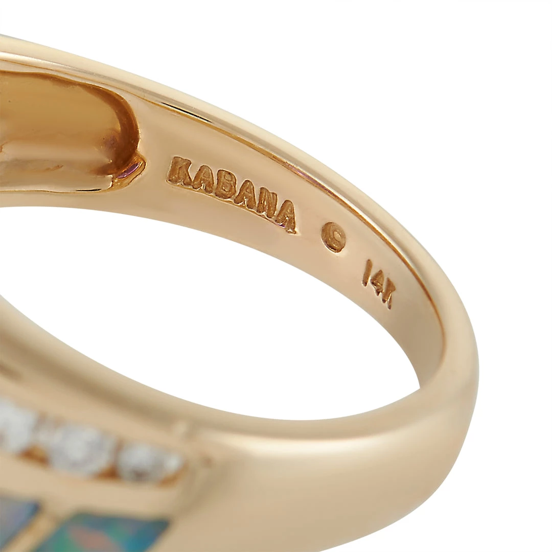 women Kabana 14K Yellow Gold 0.35 ct Diamond, Amethyst and Inlaid Opal Ring 6 women Kabana 14K Yellow Gold 0.35 ct Diamond, Amethyst and Inlaid Opal Ring - Image 4