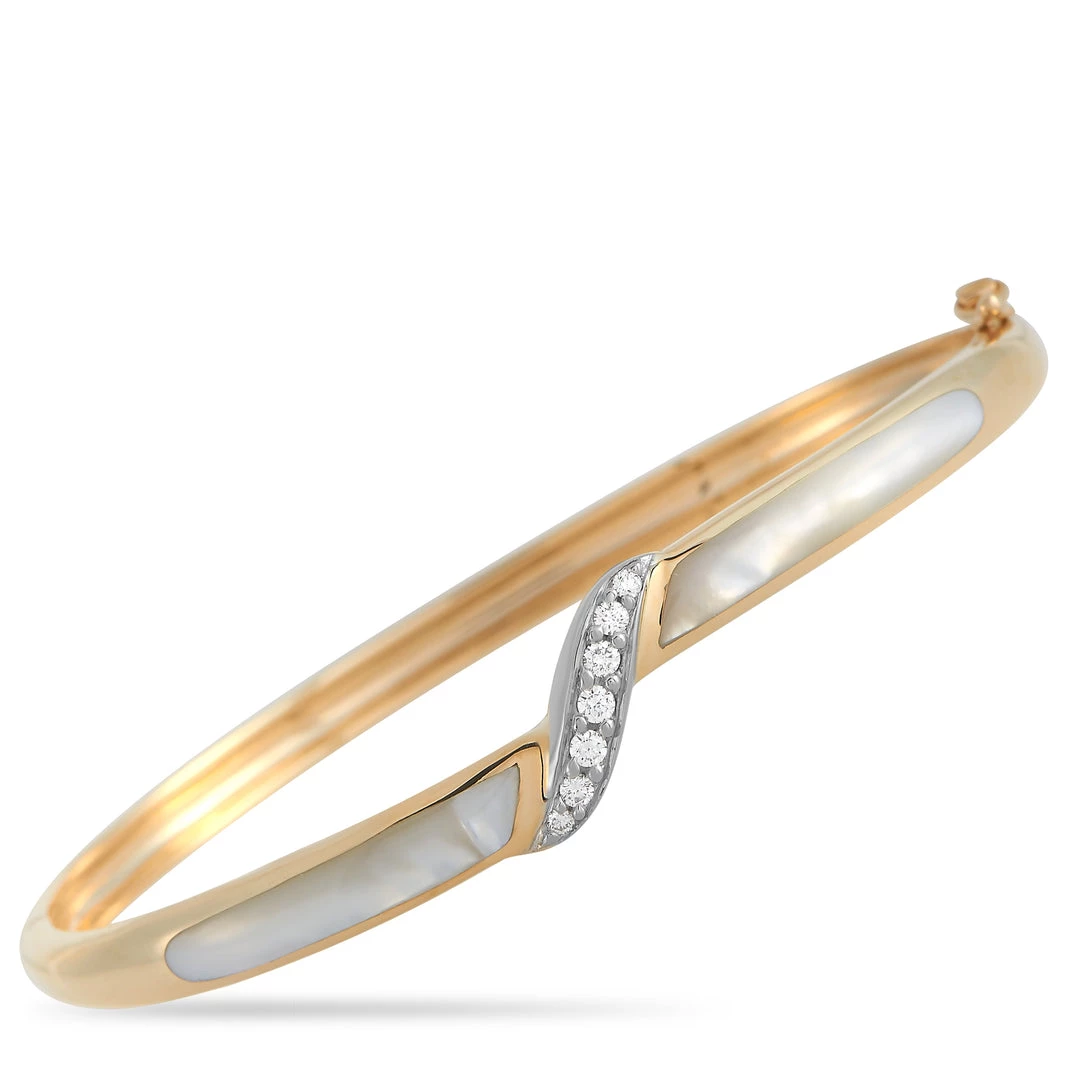 women Kabana 14K Yellow Gold 0.16 ct Diamond and Mother of Pearl Bangle Bracelet 3 women Kabana 14K Yellow Gold 0.16 ct Diamond and Mother of Pearl Bangle Bracelet