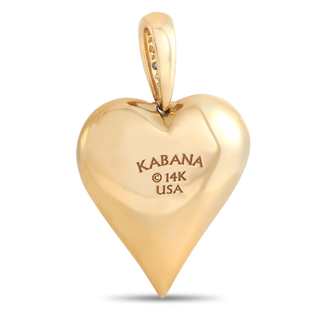 women Kabana 14K Yellow Gold 0.21 ct Diamond and Onyx Heart Pendant 4 women Kabana 14K Yellow Gold 0.21 ct Diamond and Onyx Heart Pendant - Image 2