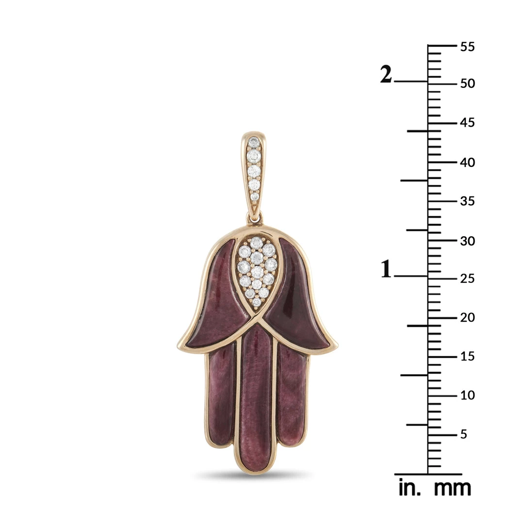 women Kabana 14K Yellow Gold 0.33 ct Diamond and Spiny Hamsa Pendant 5 women Kabana 14K Yellow Gold 0.33 ct Diamond and Spiny Hamsa Pendant - Image 3