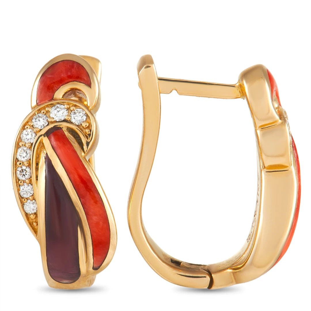 women Kabana 14K Yellow Gold 0.15 ct Diamond and Spiny Earrings 4 women Kabana 14K Yellow Gold 0.15 ct Diamond and Spiny Earrings - Image 2